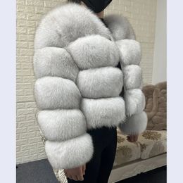 Женские пуховые парки MAOMAOKONG из натуральной лисы, женские зимние куртки с длинным рукавом из меха енота, толстый верх, женское меховое пальто, жилет 231113
