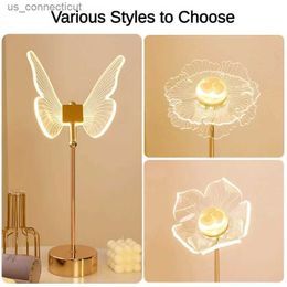 Table Lamps Table Lamp Retro Gold Butterfly LED Desk Lamp Art Decor LED Table Light Living Room Bedside LED Night Lights R231114