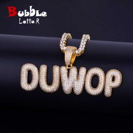 Pendant Necklaces Bubble Letter Custom Name Plates Necklaces for Men Personalized Pendant Charm Zircon Hip Hop Jewelry Iced Out Collares T230413