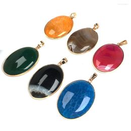Pendant Necklaces Natural Stone Pendants Elliptical Shape Agates Crystal Charms For Jewellery Making DIY Necklace Accessories Size 30x45mm