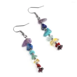 Stud Earrings Women Gravel Stone A Pair Irregular Quartzs Beaded Drop Long Reiki Chip Crystal Jewelry For Party Gift