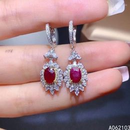 Dangle Earrings KJJEAXCMY Fine Jewellery 925 Sterling Silver Inlaid Natural Ruby Women Fashion Vintage Plant Gem Earring Eardrop Support