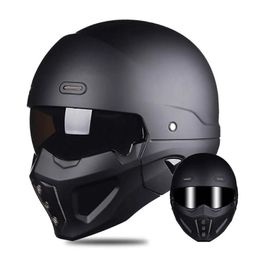 Cycling Helmets Retro Capacete Detachable For Motorcycle Bike Quick Release ABS Open Helmet Full Face Matt Black Modular Classic Professional 231113