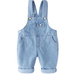 Overalls 0-3 Years Baby Girls Suspenders Outfit Toddlers Infant Kids Suspender Pants Children Cotton Elastic Denim Pant Overalls Trousers 230414