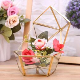 Jewellery Pouches Vintage Decorative Chest Geometric Terrarium Window Box Storage Display For Case Pentagon Shape Clear With Drop