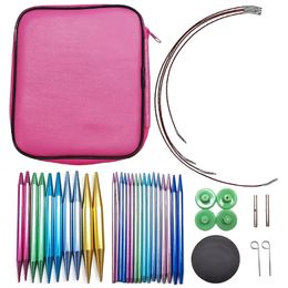 Needle Aluminum Circular Knitting Needles Set Interchangeable Crochet Hooks Weaving Yarn Craft Tools Accessories Kit 231113