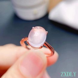 Cluster Rings And Fashion Silver Ring 8 X 10mm Natural Rose Quartz 925 Pink Gemstone Jewelry Party Gift