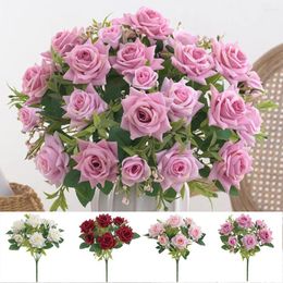 Decorative Flowers Artificial Rose Flower 7 Head Fake Simulated Plastic Roses Multi Colour Party Wedding Yard Garden Decoration