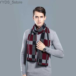 Scarves Fashion Mens Winter Warm Long Soft Scarf with Tassel Reversible Formal Plaid Scarf for Men Classic Cashmere Feel Scarves YQ231114