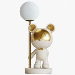 Table Lamps Cute Children's LED Bear Desk Lamp Standing Cartoon Ornaments Kid Birthday Gift Study Light Bedroom Abajur