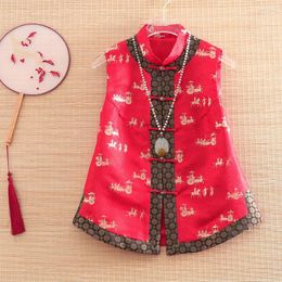 Ethnic Clothing High-end Spring Autumn Women Vest Top Chinese Style Tang Suit Retro Jacquard Elegant Lady Female S-XXL