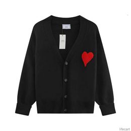 AM I Sweater Cardigan Designer AMIParis Knit Men Women Frence Sweat Hoodie jumper Big Coeur Heart Love Jacquard 2024 Spring Casual Streetwear AMIs 6HCR