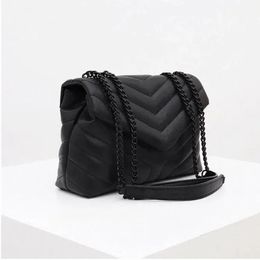 New 10A Luxury Women Bags Handbag Shoulder Bag Brand LOULOU Y-Shaped Designer Bags Seam Leather Ladies Metal Chain Black Clamshell Messenger Chain Bags Wholesale