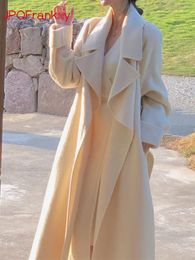 Женское полушерстяное твидовое пальто, осенне-зимнее винтажное пальто высокого темперамента, повседневная толстая куртка, трендовое женское 231114