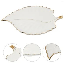 Jewellery Pouches Leaf Tray Vanity Decor Light Luxury Ornament Storage Display Board Organiser Holder Ceramics Container Plate