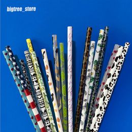 10inch Drinking Straws For 20oz tumbler Reusable Plastic Hard Straws 26cm in Long Coloured Leopard Cactus Glitter flamingo Cow Replacement Tumbler Straws
