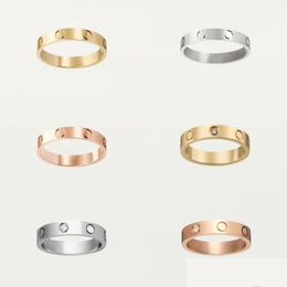 Band Rings Love Screw Ring Mens Rings For Woman Classic Luxury Lover Wedding Diamond 18K Gold Sier Rose Never Fade Not Allergic Drop D Dhhz5