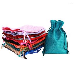 Jewelry Pouches 5pcs 7x9cm 10x14cm 13x18cm Small Drawstring Burlap Bags Wedding Favor Christmas Gift Packaging Bag Jute