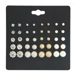 Stud Earrings 20 Pairs Variety Simulation Pearl Crystal Set Fashion Statement Geometric Female 2023 Gifts