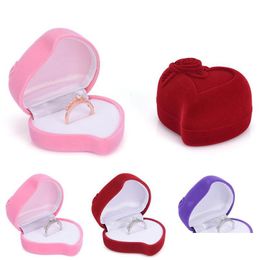 Jewelry Boxes New Novelty Romantic Veet Ring Rose Heart Shaped Box Display Gift Storage Case Drop Delivery Packaging Dhgarden Dhzxy