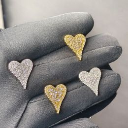 Micro Pave Heart Shaped hoop earring paved Cubic Zircon Stone Ice Out Stud CZ Earrings Bling Copper Earrings for Women Men Lover Jewellery