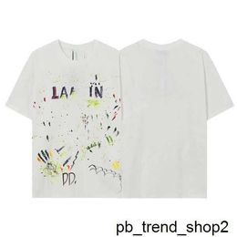 Men's T-shirts New Designer Lanvins t Shirt Shorts Fashion and Women's Beige Speckle Alphabet Print Trendy Trend Basic Casual Loose Half Sleeve 3 AAKL