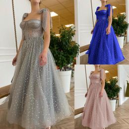 Party Dresses Elegant Prom Dress Sexy Slim Strapless Strap Tube Top Hollow Mesh Stitching Sequin Ball Gown Sparkles Robe De Soire Mariage