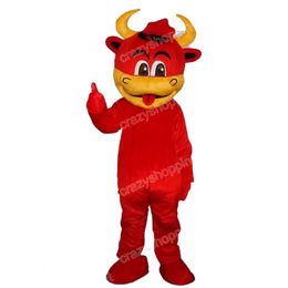 Christmas Red Cow Mascot Costume High quality Cartoon Character Outfits Halloween Carnival Dress Suits Adult Size Birthday Party Outdoor Outfit