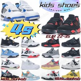 kids shoes 4s toddler Basketball shoe Black Cat Jumpman 4 boys giris Cool Grey bred White Fire Red Military Motorsports lighting children Youth sneakers