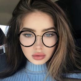 Sunglasses Frames Anti Blue Light Black Clear Glasses Frame Women Fashion Round Transparent Trendy Optical Eyeglasses for Ladies Oversize Eyewear 231113