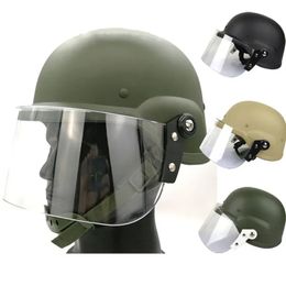 Tactical Helmets Antiriot Helmet Military Fan Protection Self Defence Adult Transparent Protective Face Shield Windproof Safety 231113