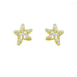 Stud Earrings Starfish Pearl Five-pointed Star Zircon Lucky Love Heart Mother's Day Woman Girl Wedding Blessing Ear Studs Jewellery
