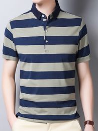 Men's Polos GAAJ Brand Striped Polo Men 95% Cotton Business PoloShirt Summer Casual Shirt Classic Regular Fit Army Tops Fashion Social Tee 230414