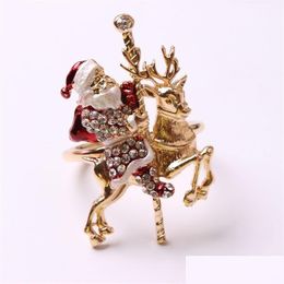 Napkin Rings 6Pcs Christmas Reindeer Buckle Upscale Restaurant El Table Set Santa Ring 201124 Drop Delivery Home Garden Kitchen Dining Otodj