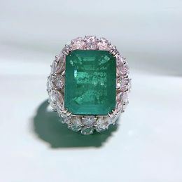 Cluster Rings Rich Woman's Happy Luxury Imitation Grandmother's Emerald Ring 12 15mm Live