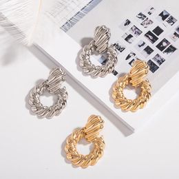 Dangle Earrings 2023 Trend Vintage Fashion Punk Jewelry Sets Ornaments Alloy Corrugated Thread Metal For Women Wholesale