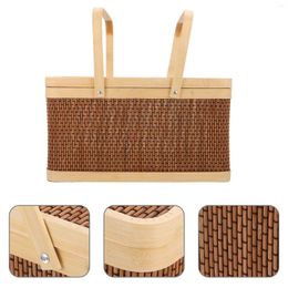 Dinnerware Sets Fruit Rattan Tray Outdoor Picnic Basket Containers Lids Decorative Bamboo Ware