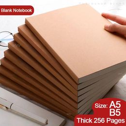 Pages A5/B5 Blank Kraft Paper Notebook Students Thickened White Large Sketch Draft Painting Art