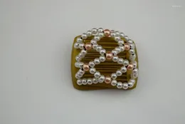 Hair Clips White Shining Pearl Beads Small Size Golden Magic Comb 20 Pcs/lot Easy To Use For Young&old
