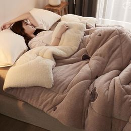 Blankets Lamb Fleece Blanket Thick Winter Warm Cover Fluffy Luxury Double Nordic Office Mantas De Cama Home Textile