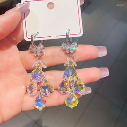 Dangle Earrings Sparkling Butterfly Baroque Crystal For Women 2023 Clear Luxury Wedding Party Jewellery Wholesale