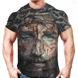 Men's T Shirts Vintage Jesus Christ Print Men's T-shirts Summer Fashion Casual Short Sleeve Cool Shirt Harajuku Oversized Tops Male