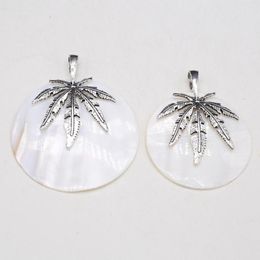 Pendant Necklaces Natural White Mother Shell Round Shape Charms For Women Making DIY Jewerly Necklace Accessories