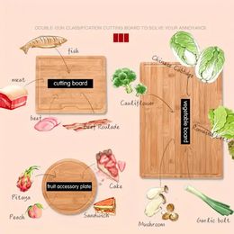 3pcs, Chopping Board, Bamboo Cutting Board, Butcher Block, Cheese Charcuterie Board,Charcuterie Board For Meat, Cheese, Bread, Vegetables And Fruits