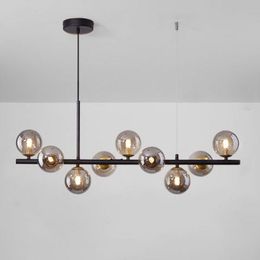 Modern Long Dining Room Chandeliers Glass Ball Lampshade Light Over The Table Kitchen Office Pendant Lamp Home Decor Luminaires