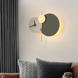 Wall Lamp Nordic Designer Led Light Round Clock Creative For Living Room Hallway Art Sconce Indoor Decor Fixtures