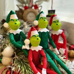 Christmas Green Red Elf Doll 12-inch Funny Toy Gift Plush Toy Doll Party Decoration