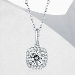 Chains LORIELE Moissanite Diamond 6.5mm 1CT Necklace For Woman Pendant 925 Silver Women Party Bridal Fine Jewellery