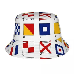 Berets Nautical Flags Maritime Signals Sailing Boat Bucket Hats Summer Headwear Fishing Caps For Outdoor Unisex Panama Hat