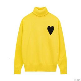 Amiparis Sweater High Collar AM I Paris Jumper Winter Thick Turtleneck Coeur Embroidered A-word Heart Love Knit Sweat Women Men Amisweater AMIs R0CZ